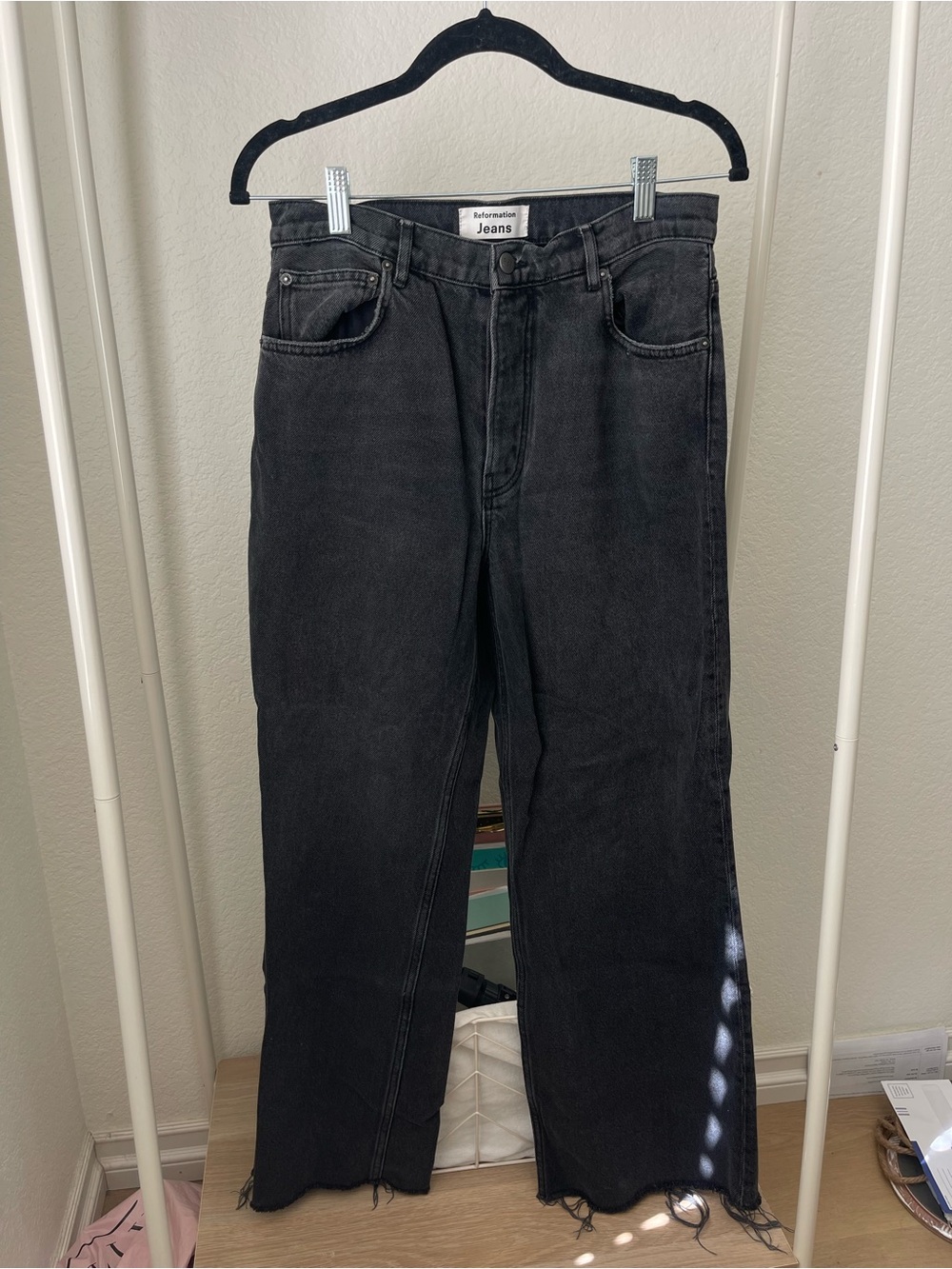 Reformation Jeans Vintage Black Monterey Raw Hem Size 29